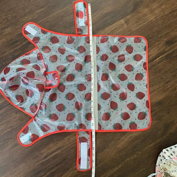 Adorable Red Clear Strawberry Dog Puppy Raincoat / Rain Jacket Size M - Picture 4 of 5